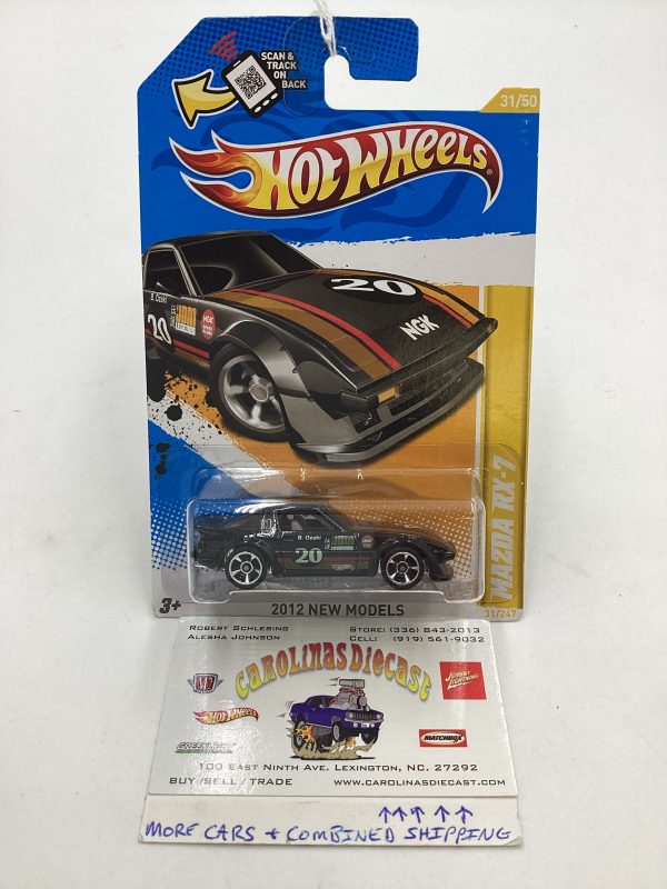 2012 Hot Wheels New Models #31 Mazda RX-7 Black 85D Sale