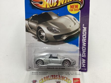 2013 Hot Wheels Showroom #175 Porsche 918 Spyder Silver 99E For Sale