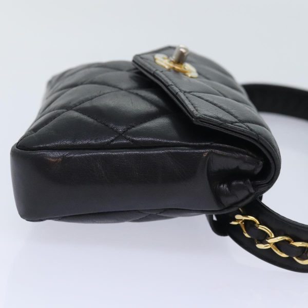 CHANEL Matelasse Waist bag Lamb Skin Black Gold CC  bs18455 Online Sale