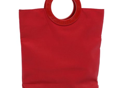 CELINE Circle Hand Bag Nylon Red ar10732 For Cheap