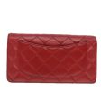 CHANEL Matelasse Wallet Lamb Skin Red Silver CC  90620 Discount