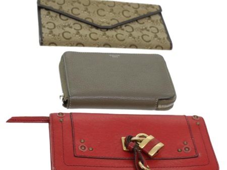 CELINE Chloe Long Wallet Leather 3Set Red Gray beige ac1384 Online now