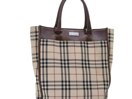 BURBERRY Nova Check Hand Bag Nylon BeigeNew 51701 For Sale