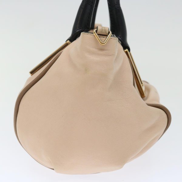 Chloe Etel Hand Bag Leather 2way Beige Black  71071 Online Sale