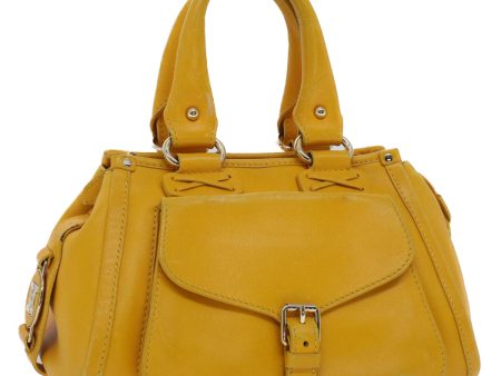 CELINE Hand Bag Leather Yellow bs7391 Cheap