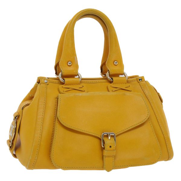 CELINE Hand Bag Leather Yellow bs7391 Cheap