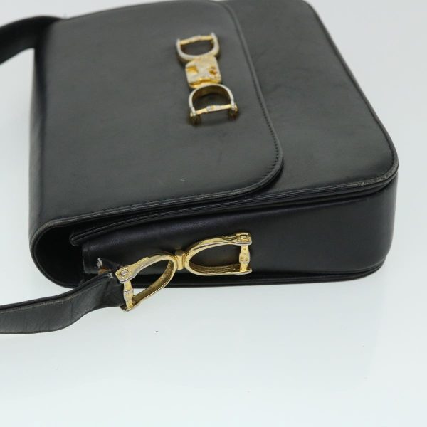 CELINE Horse Carriage Shoulder Bag Leather Black fm2707 Online