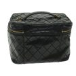 CHANEL Vanity Cosmetic Pouch Patent leather 2way Black CC  bs11283 For Discount