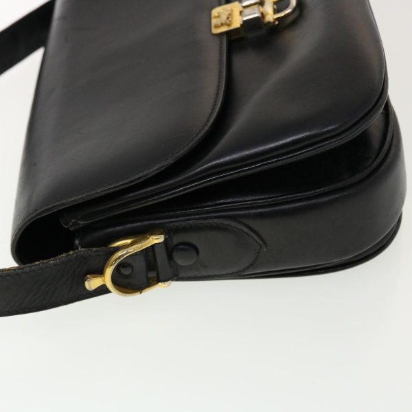 CELINE Horse Carriage Shoulder Bag Leather Black rd4963 For Cheap