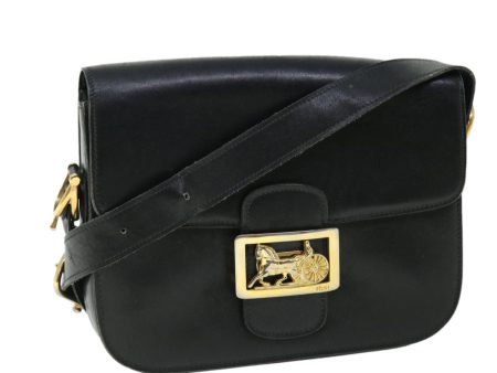 CELINE Horse Carriage Shoulder Bag Leather Black ep1453 Cheap