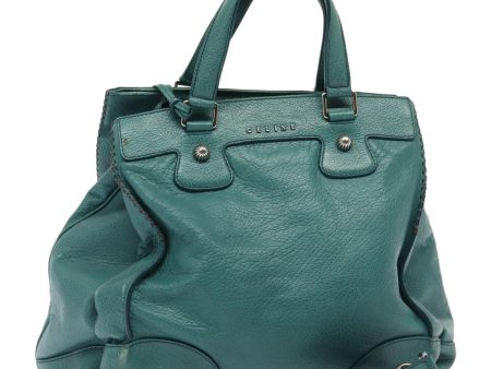 CELINE Hand Bag Leather 2way Turquoise Blue 80082 For Sale