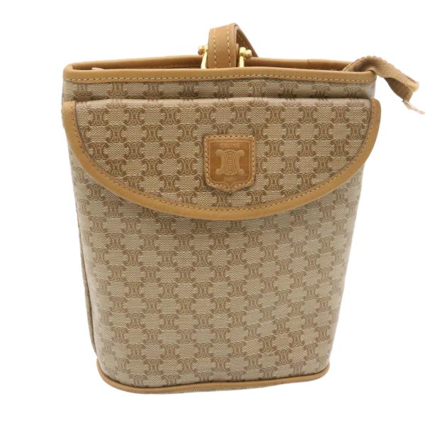 CELINE Macadam Canvas Pouch PVC Leather Beige ar6336 Online Sale