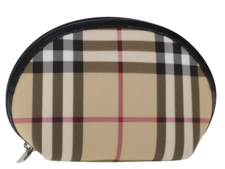 BURBERRY Nova Check Pouch PVC Leather BeigeNew 49384 Fashion