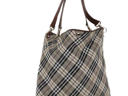 BURBERRY Nova Check Blue Label Shoulder Bag Nylon Gray BrownNew 49096 For Cheap