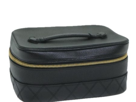 CHANEL Vanity Cosmetic Pouch Caviar Skin Black CC  bs11563 Online now