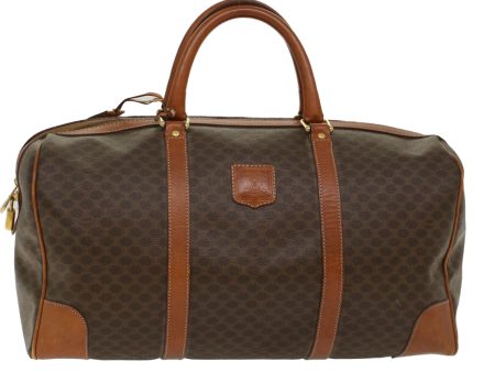 CELINE Macadam Canvas Boston Bag PVC Leather Brown 48168 Discount