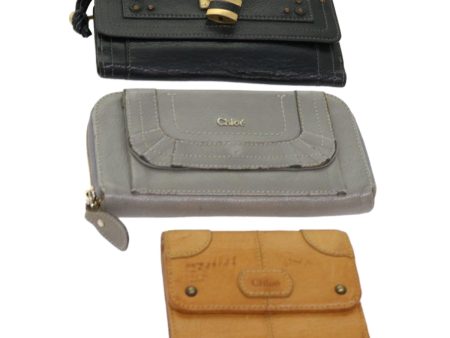 Chloe Wallet Leather 3Set Black Gray  bs10807 Discount