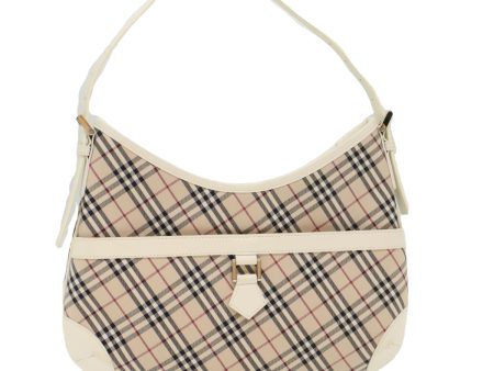 BURBERRY Nova Check Shoulder Bag Canvas Beige WhiteNew yk7878 Supply