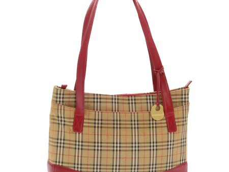 BURBERRY Nova Check Shoulder Bag Canvas Beige RedNew 50202 Online Sale