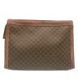 CELINE Macadam Canvas Clutch Bag PVC Leather Brown ki1226 Fashion