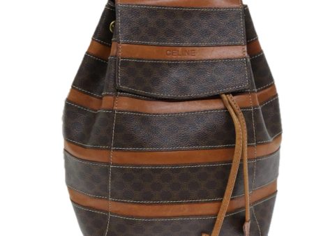 CELINE Macadam Canvas Backpack PVC Brown S1578 Sale