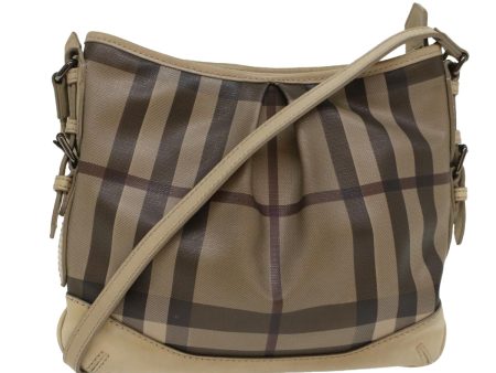 BURBERRY Nova Check Shoulder Bag PVC Leather Beige BrownNew yk7864 on Sale