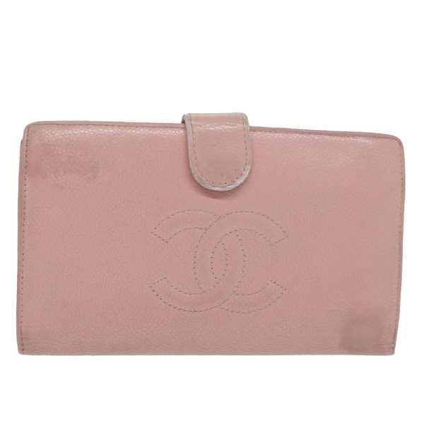 CHANEL Long Wallet Caviar Skin Pink CC  bs11186 Supply