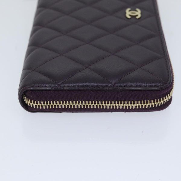 CHANEL Matelasse Long Wallet Lamb Skin Purple Gold CC  yk15217 Online Hot Sale