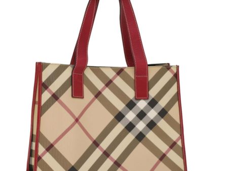 BURBERRY Nova Check Tote Bag PVC Leather BeigeNew yk8235 Cheap