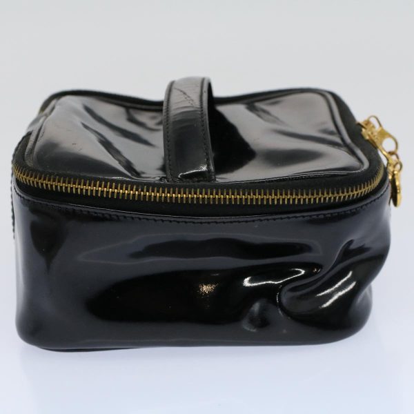 CHANEL Vanity Cosmetic Pouch Patent leather Black CC  yb378 Discount