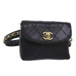 CHANEL Bicolore Chain Waist bag Leather Black Gold CC  90785A Fashion