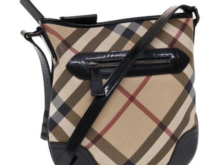 BURBERRY Nova Check Shoulder Bag PVC Leather Beige BlackNew yk7880 Fashion