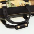 CELINE Hand Bag Canvas Leather Yellow Dark Brown 80086 Supply