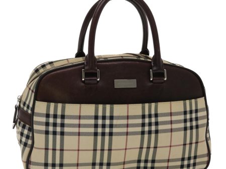 BURBERRY Nova Check Hand Bag Nylon Leather Beige BrownNew 49092 For Sale