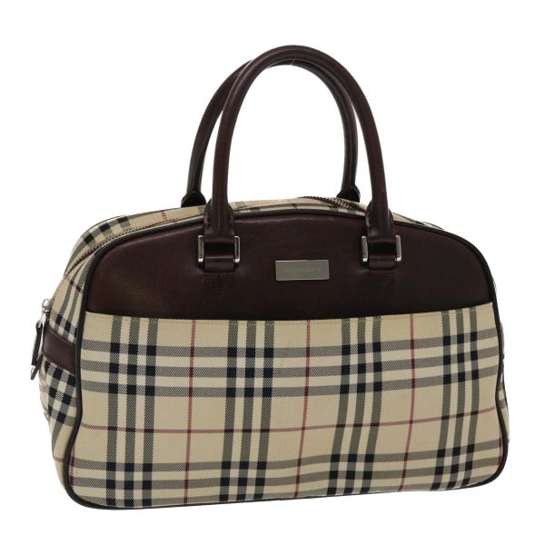 BURBERRY Nova Check Hand Bag Nylon Leather Beige BrownNew 49092 For Sale