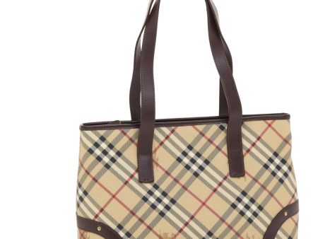 BURBERRY Nova Check Hand Bag PVC Leather BeigeNew ki3277 Supply