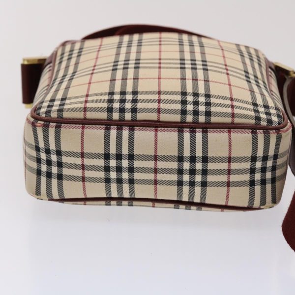 BURBERRY Nova Check Shoulder Bag Nylon Leather Beige RedNew 46959 on Sale