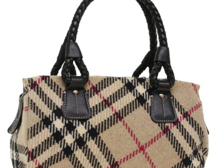 BURBERRY Nova Check Hand Bag Wool Leather BeigeNew bs7371 Cheap