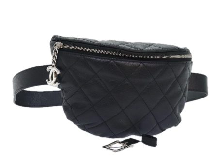 CHANEL Matelasse Waist bag Caviar Skin Black Silver CC  yk15369 Online Sale