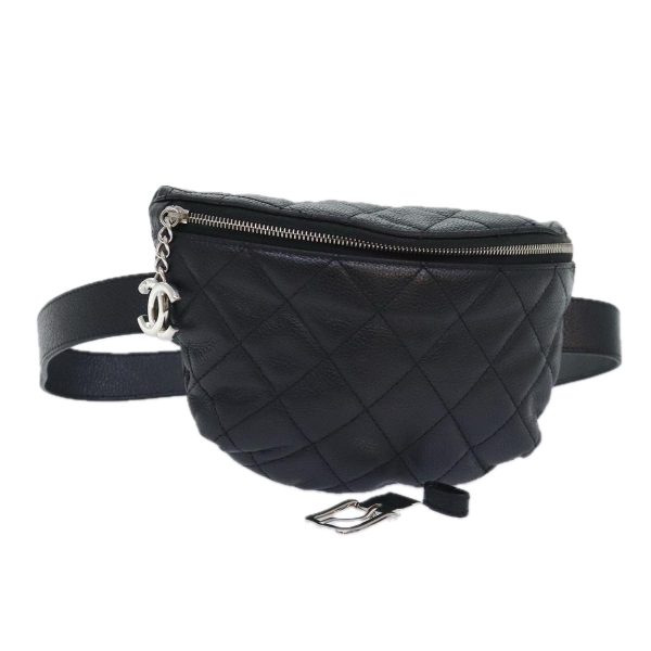 CHANEL Matelasse Waist bag Caviar Skin Black Silver CC  yk15369 Online Sale