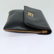 CELINE Clutch Bag Leather Black 79629 Online now