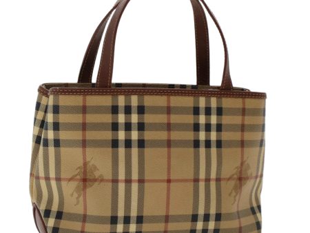 BURBERRY Nova Check Hand Bag PVC Leather Beige Black RedNew 50628 Discount