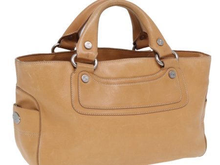 CELINE Hand Bag Leather Beige 80060 Sale