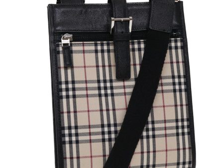 BURBERRY Nova Check Shoulder Bag Canvas Beige Black RedNew yk7666B Sale