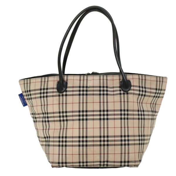 BURBERRY Nova Check Hand Bag Nylon Beige BlackNew ti1178 Fashion