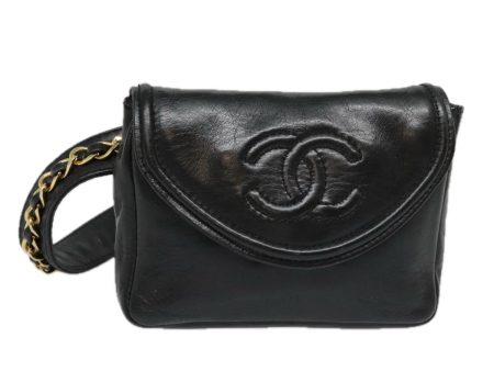 CHANEL Chain Waist bag Lamb Skin Black Gold CC  bs18476 Online now