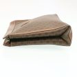 CELINE Macadam Canvas Clutch Bag PVC Leather Brown ki1226 Fashion