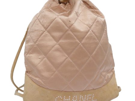 CHANEL knapsack Silk Suede Pink Brown CC  88217 on Sale