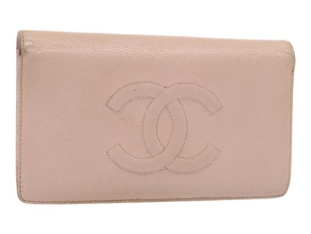 CHANEL Wallet Caviar Skin Pink Silver CC  bs17427 Online now