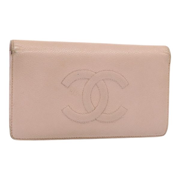 CHANEL Wallet Caviar Skin Pink Silver CC  bs17427 Online now